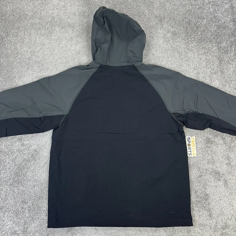 Nike Tech Woven Windrunner Jacket Mens Small Black Gray Hooded Loose Fit Zip